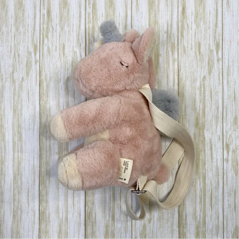 Zara Kids Pink Plush Unicorn Backpack